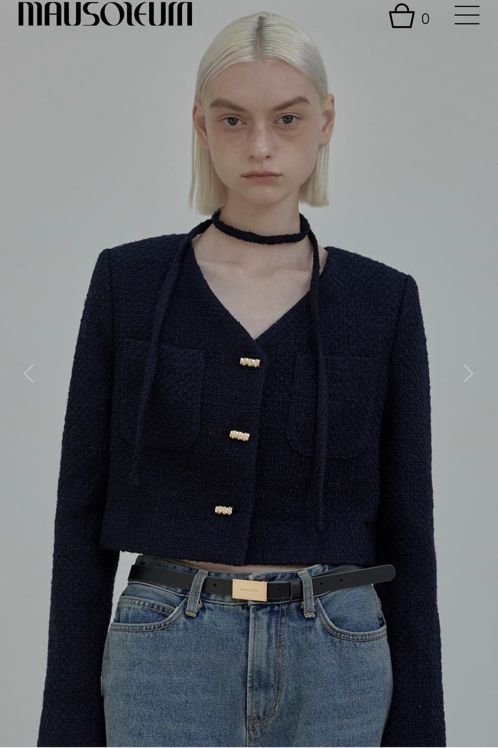 [마우솔레움] 넬슨 트위드 스트링 자켓 네이비 (품절템) 상품이미지1