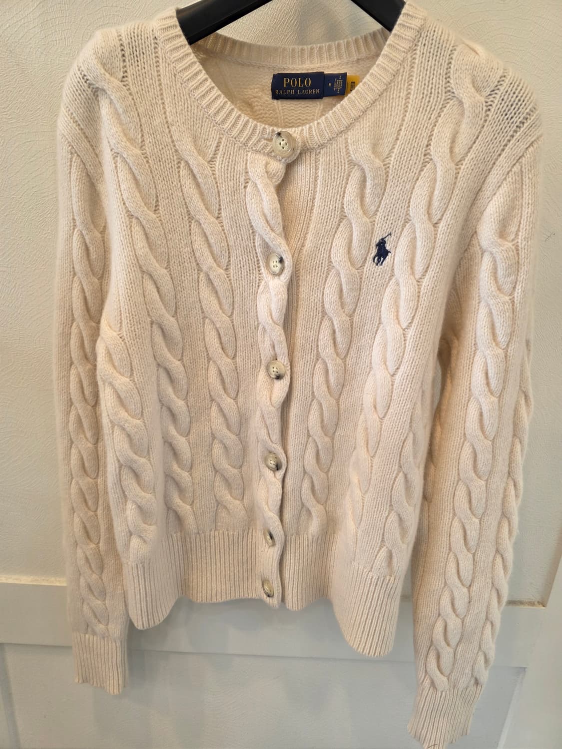 폴로 랄프로렌 울 캐시미어 아이보리 가디건 M 상품이미지5