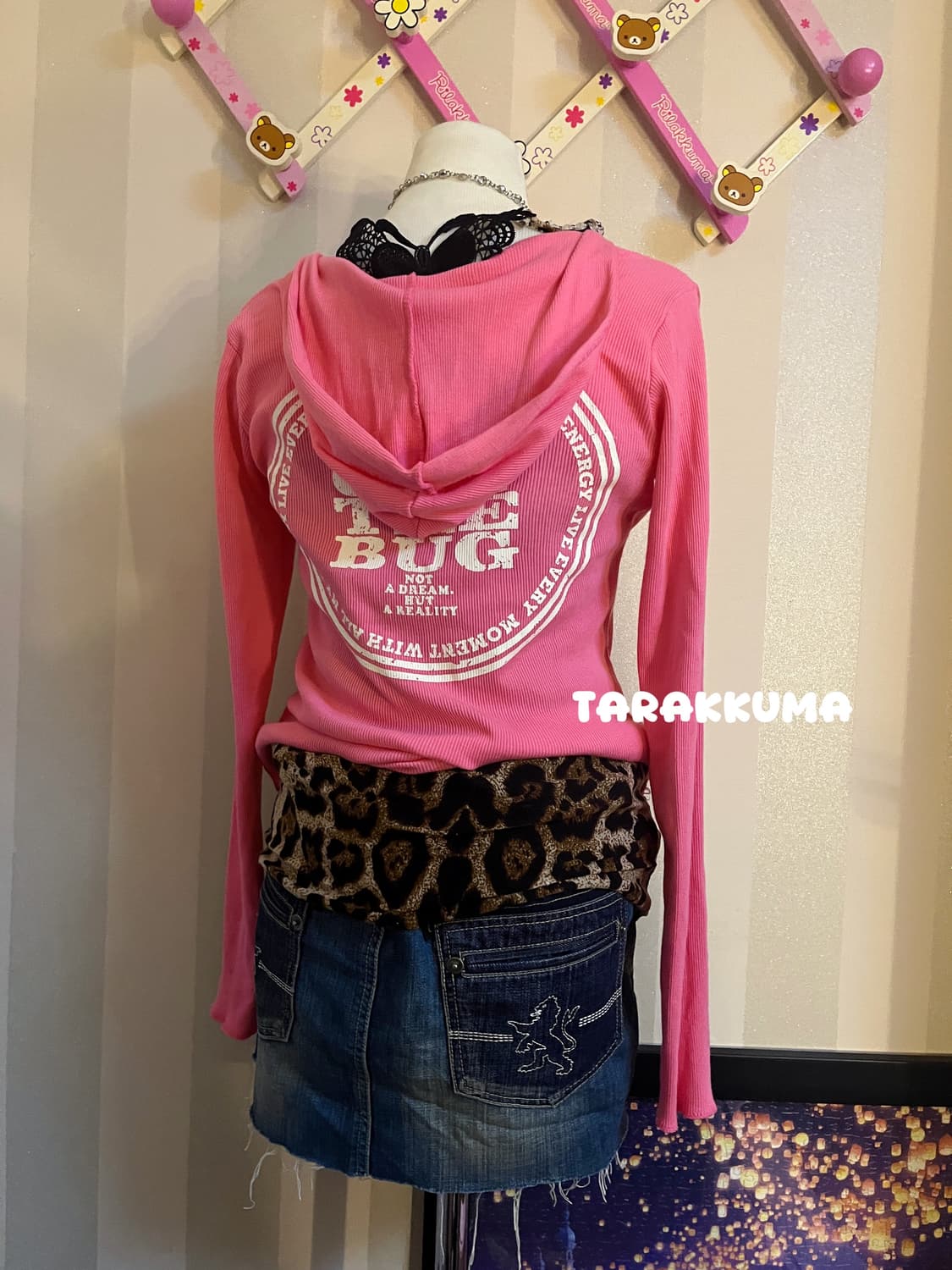 빈티지 y2k 갸루코디세트 핑크호피화이트퍼집업 상품이미지5