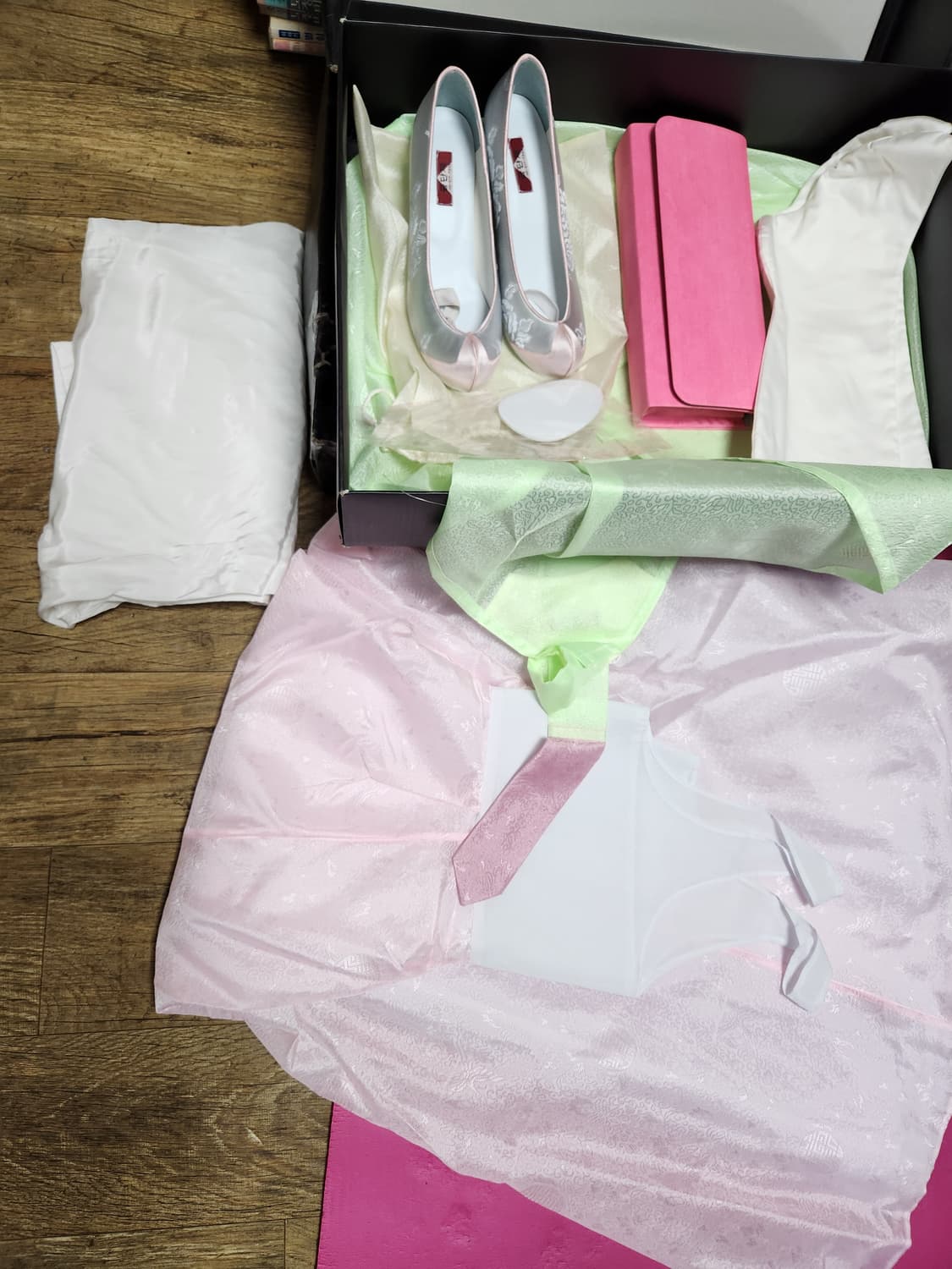 금단제 아이보리/핑크색 여자 한복 풀세트77~77반 상품이미지7