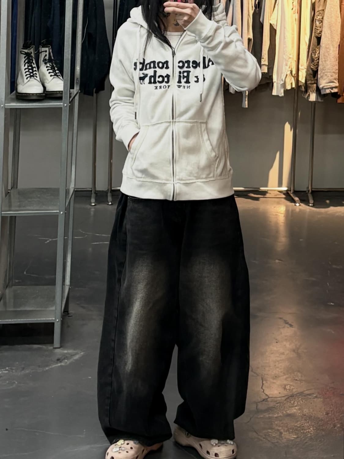 아베크롬비 y2k 화이트 후드집업 A3632 상품이미지1