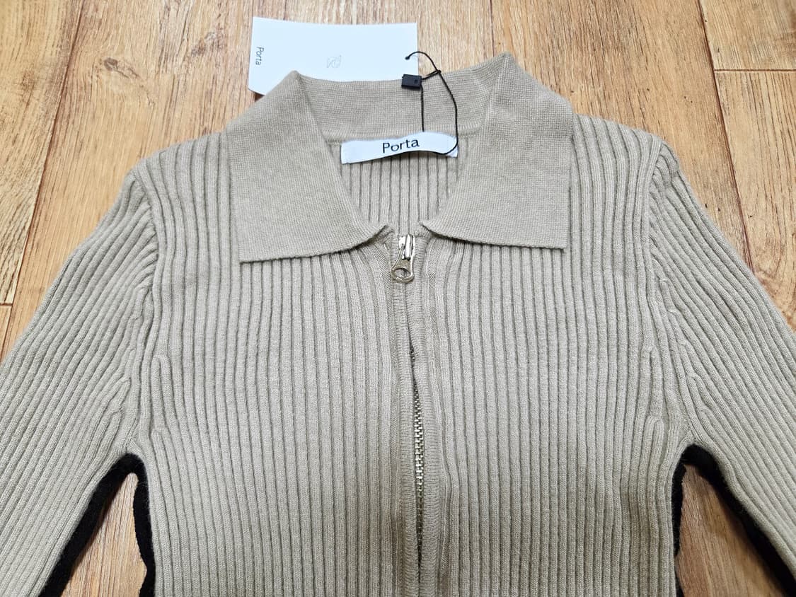 더포르타(Porta) 라인 리브드 니트집업 55-66 새상품 상품이미지6