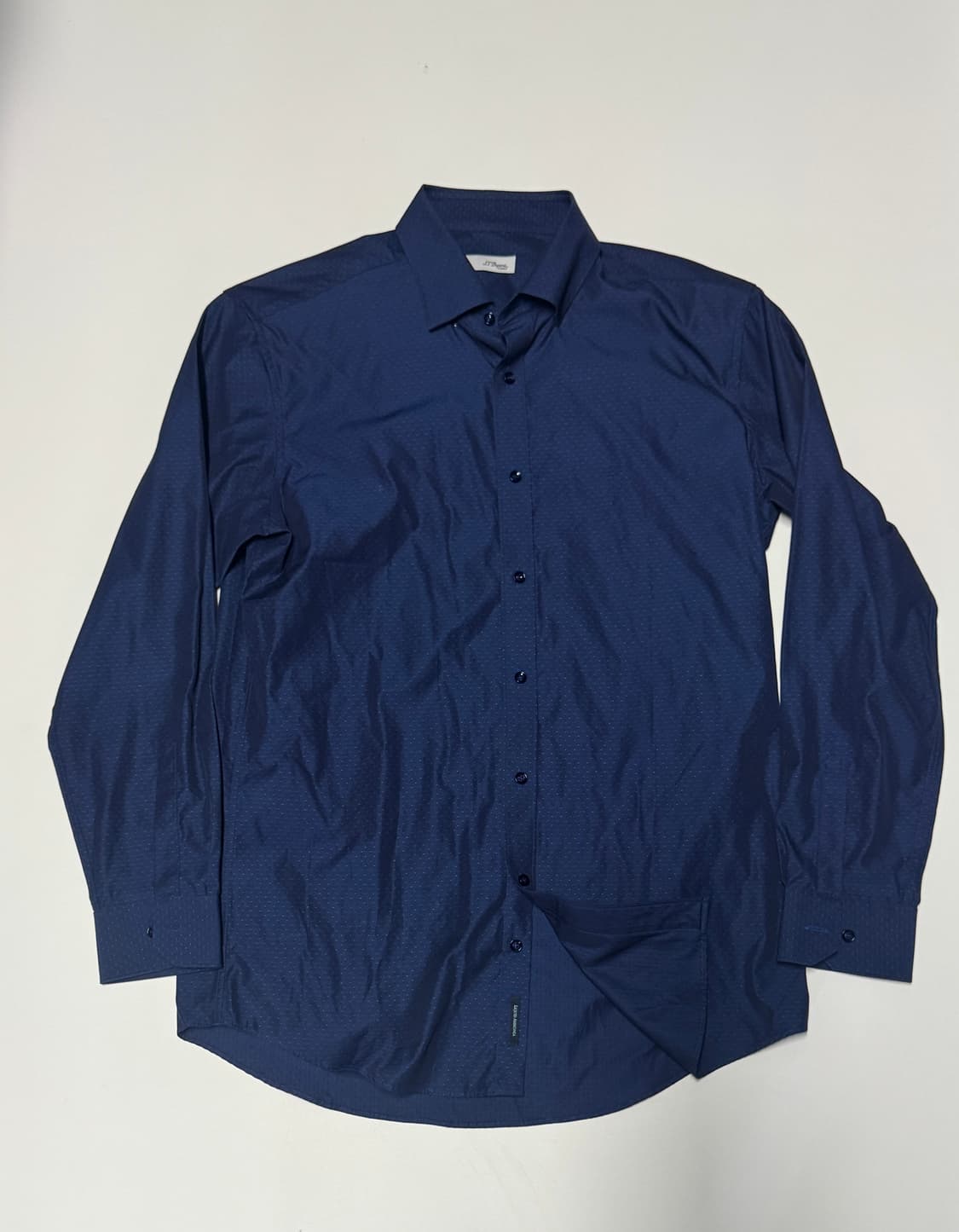 정품 듀퐁 남성 정장 긴팔 도트 셔츠 L 네이비 상품이미지1