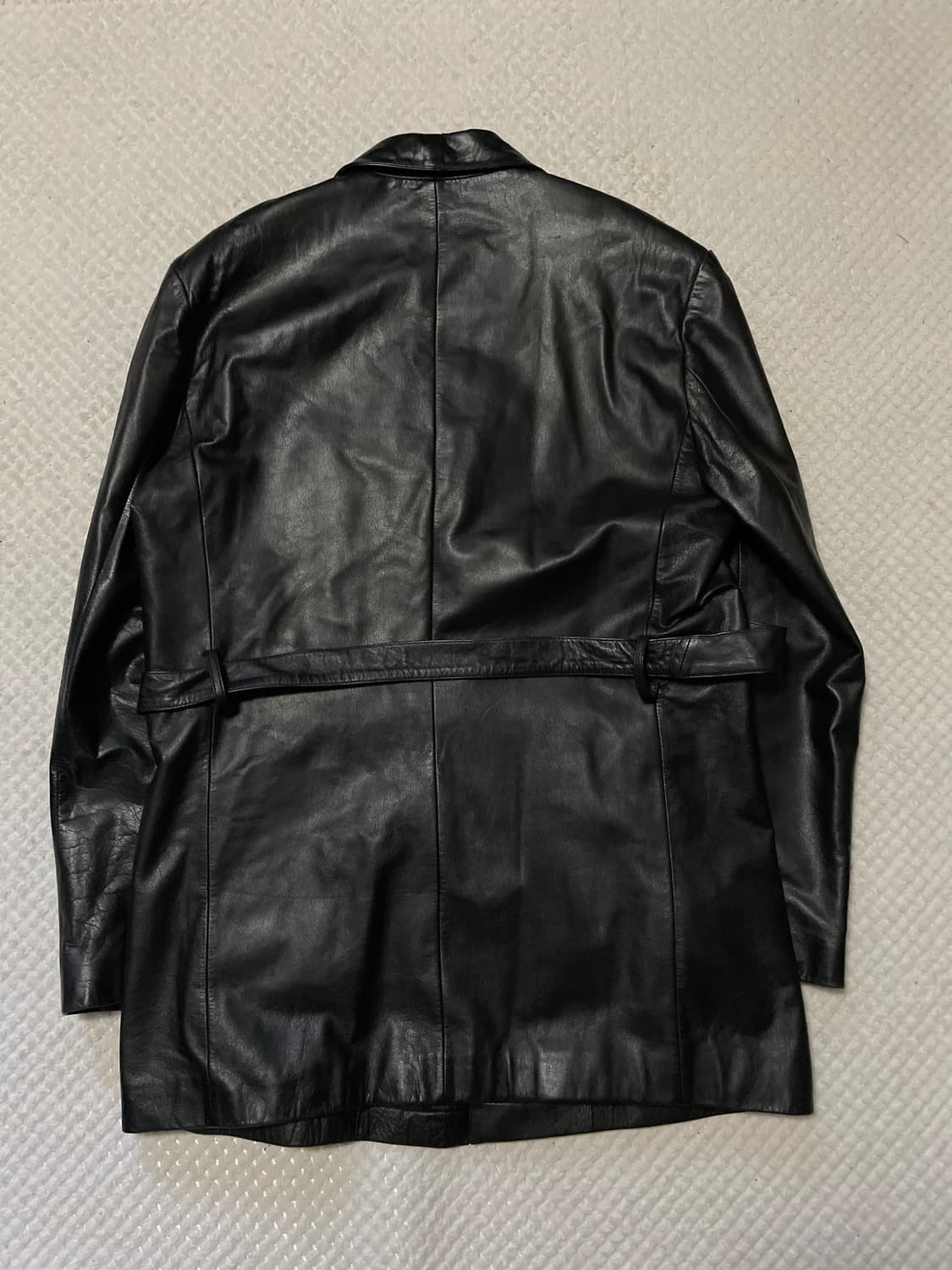 광희시장 웨스턴 무드 3버튼 카우하이드 소가죽 라펠 레더 카 코트 상품이미지2