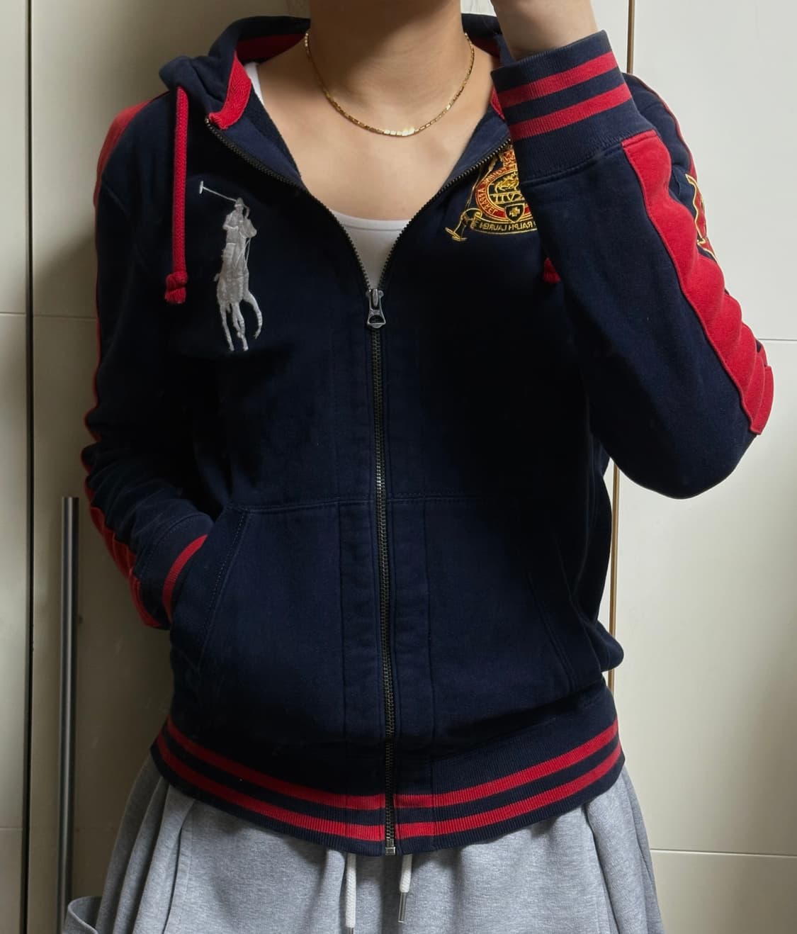 폴로 랄프로렌 빅포니 블랙 레드 후드집업 상품이미지1