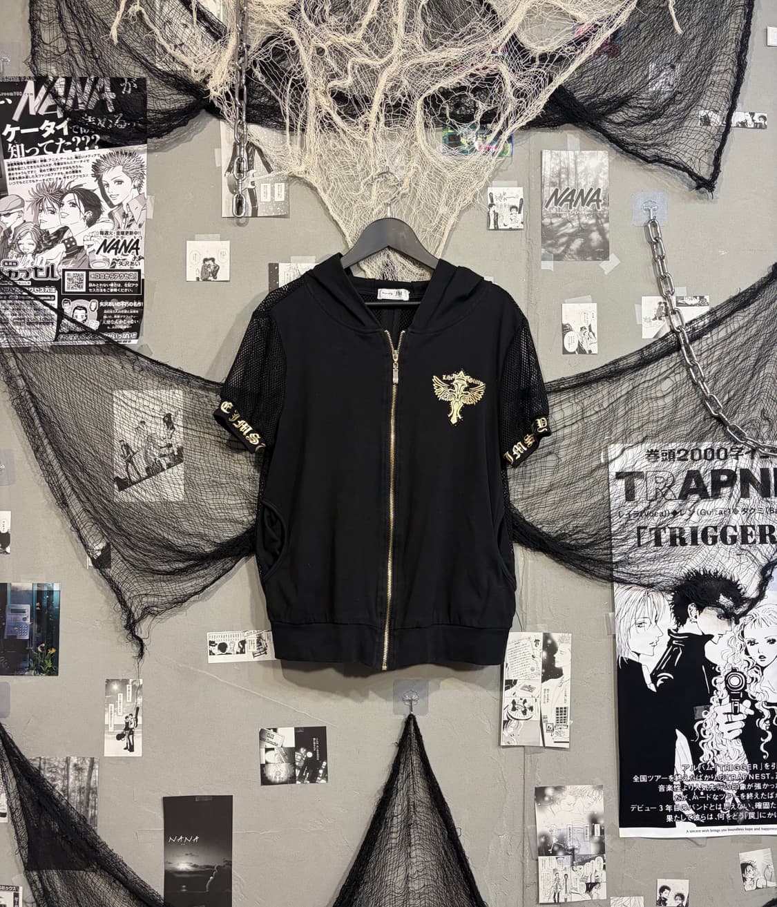 Gothic mesh wing lettering hood zip up 상품이미지5