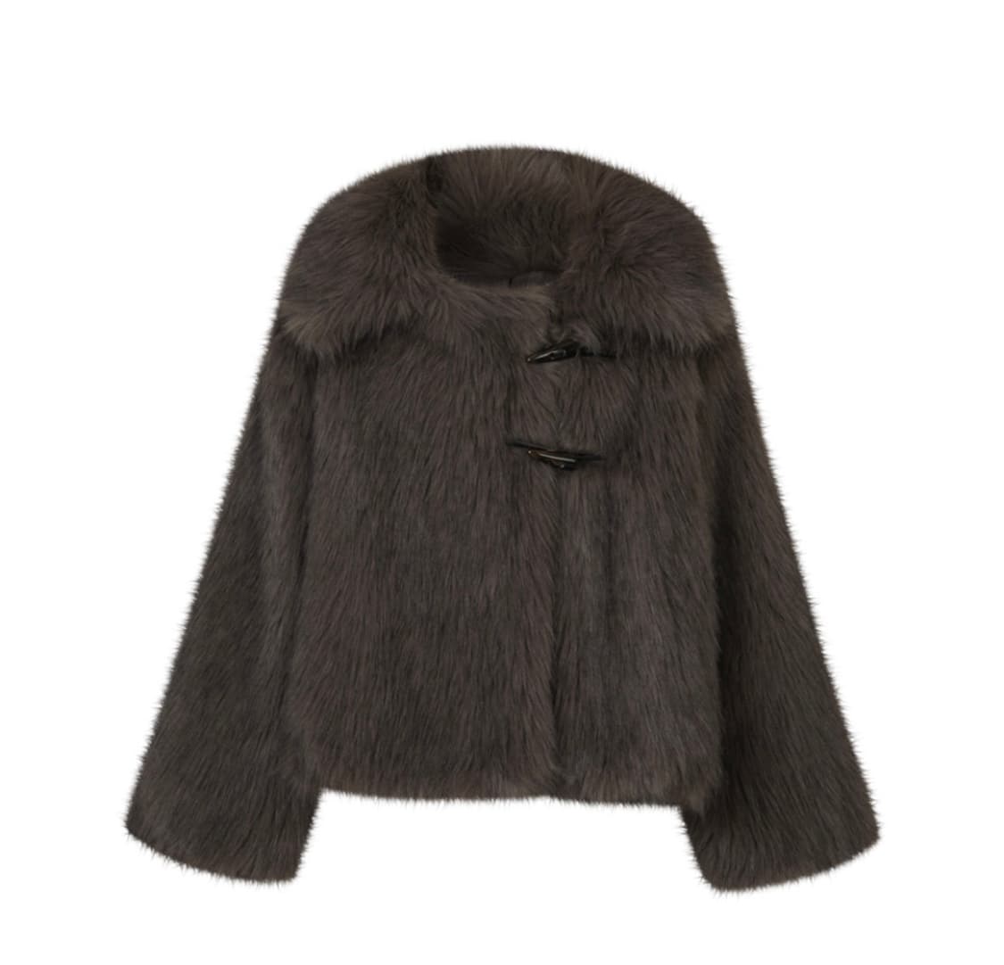 루루서울 Fluffy Double Fur Jacket Ash Brown 상품이미지1