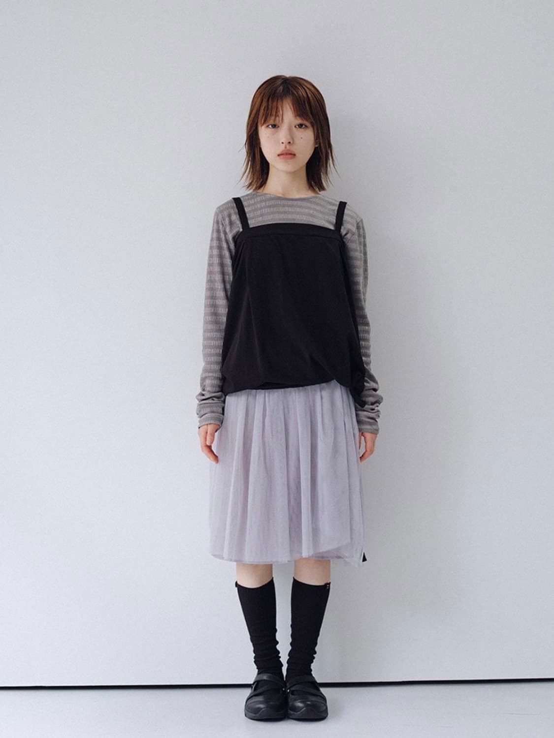 오헤시오 SHEER DRAPE BANDING SKIRT 드레이프 스커트 상품이미지3