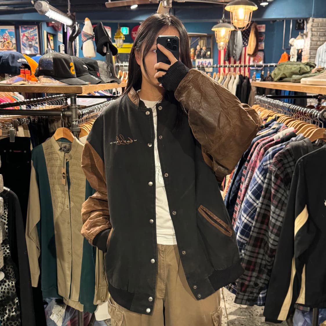 OASIS ORIGINALS 오아시스 오리지널스 레더 바시티 점퍼 상품이미지1