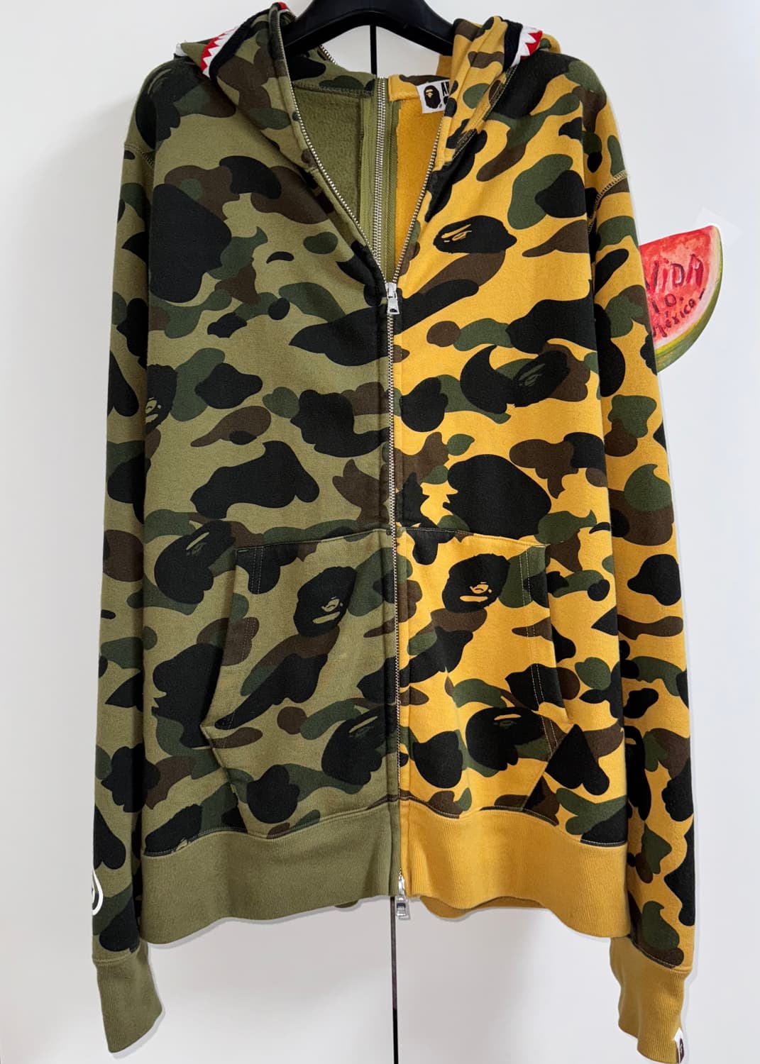 베이프 반반 카모 샤크 후드집업 L 상품이미지2