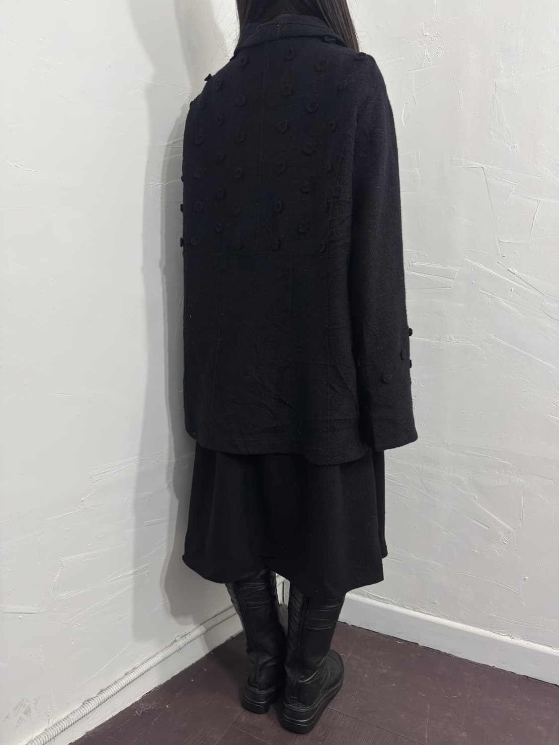 acheter dot design button wool coat 상품이미지7