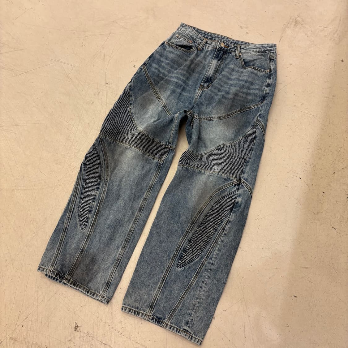 오와이 디테일 워싱 와이드 데님 팬츠 상품이미지1