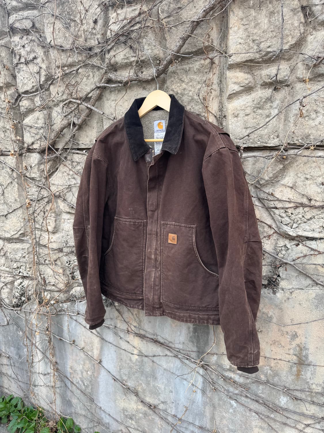 칼하트 빈티지 j164 다크브라운 페이딩 디트로이트 워크 자켓 상품이미지3