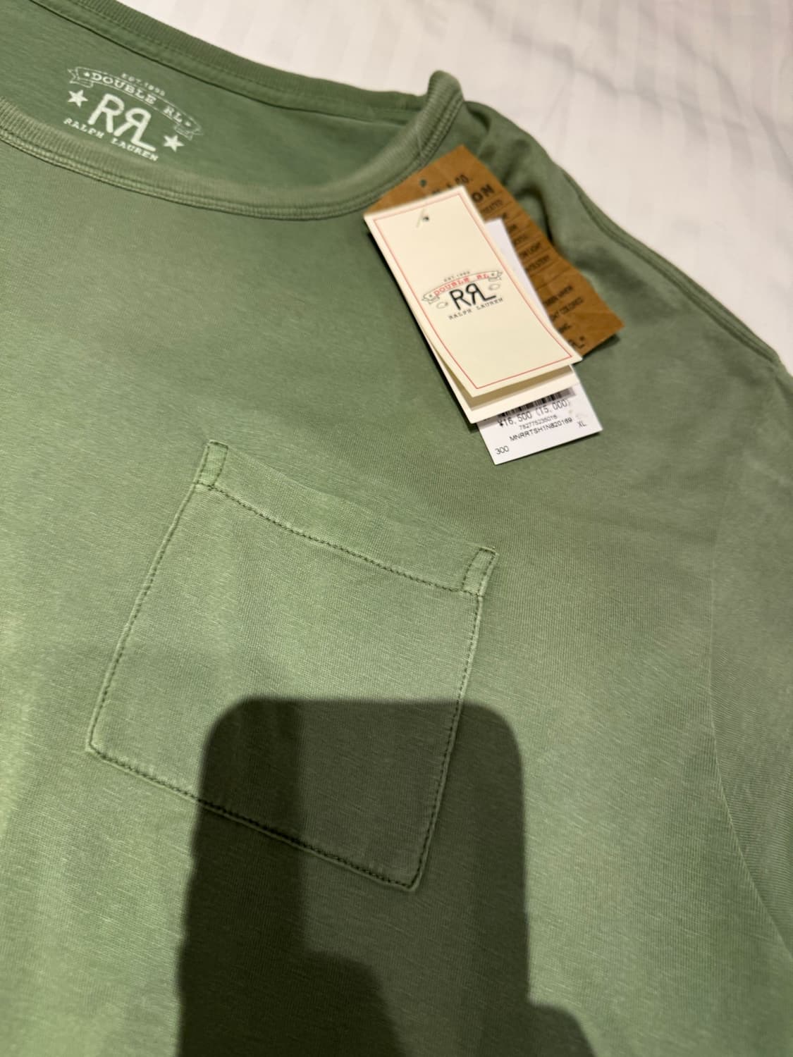 RRL 더블알엘 가먼트다이 포켓 티셔츠  XL빈티지 그린 (새상품) 상품이미지6