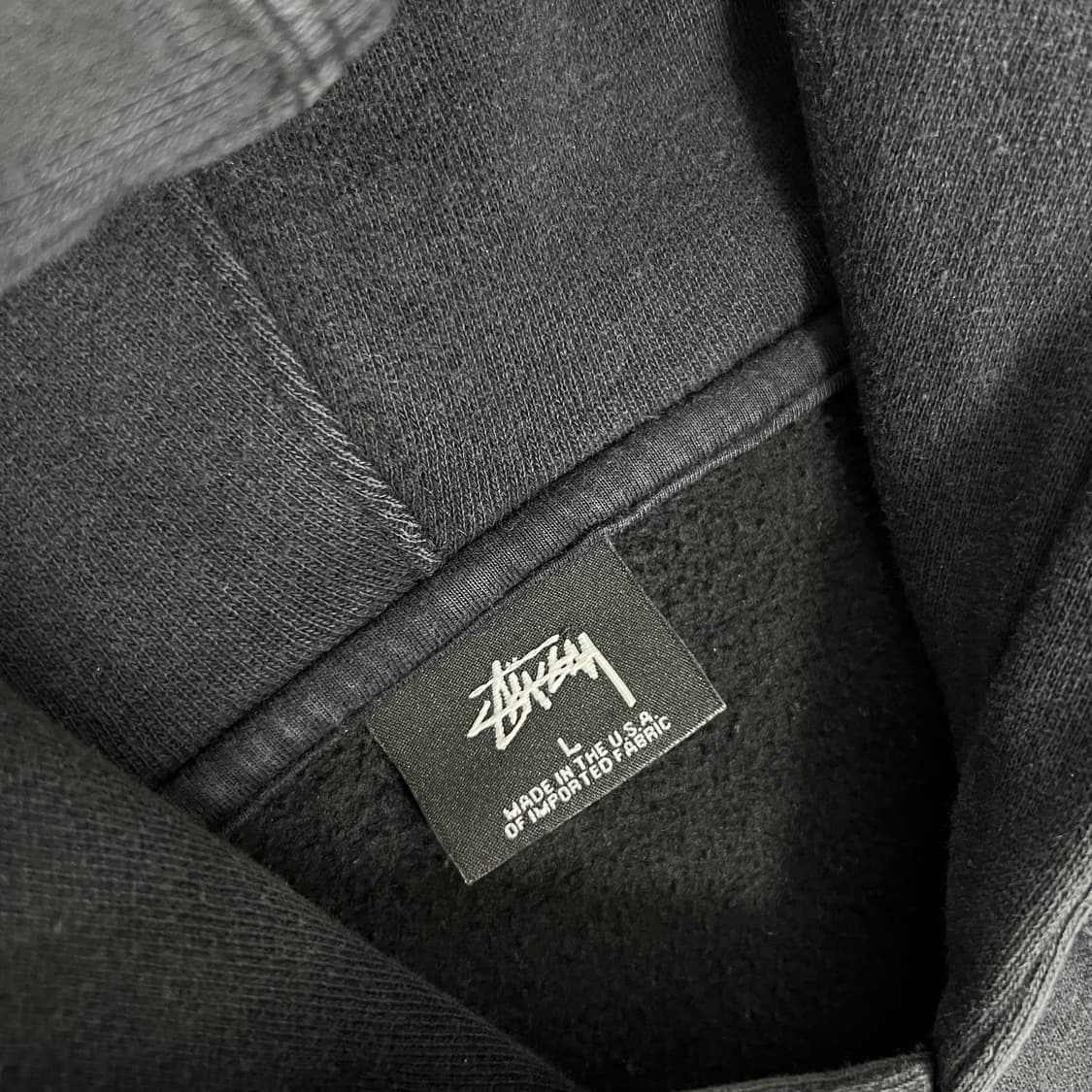 스투시 베이직 미들 스탁로고 후디 블랙 상품이미지4