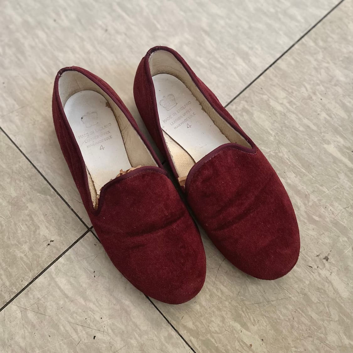 vintage velvet plat shoes 벨벳 플랫슈즈 버건디 상품이미지1