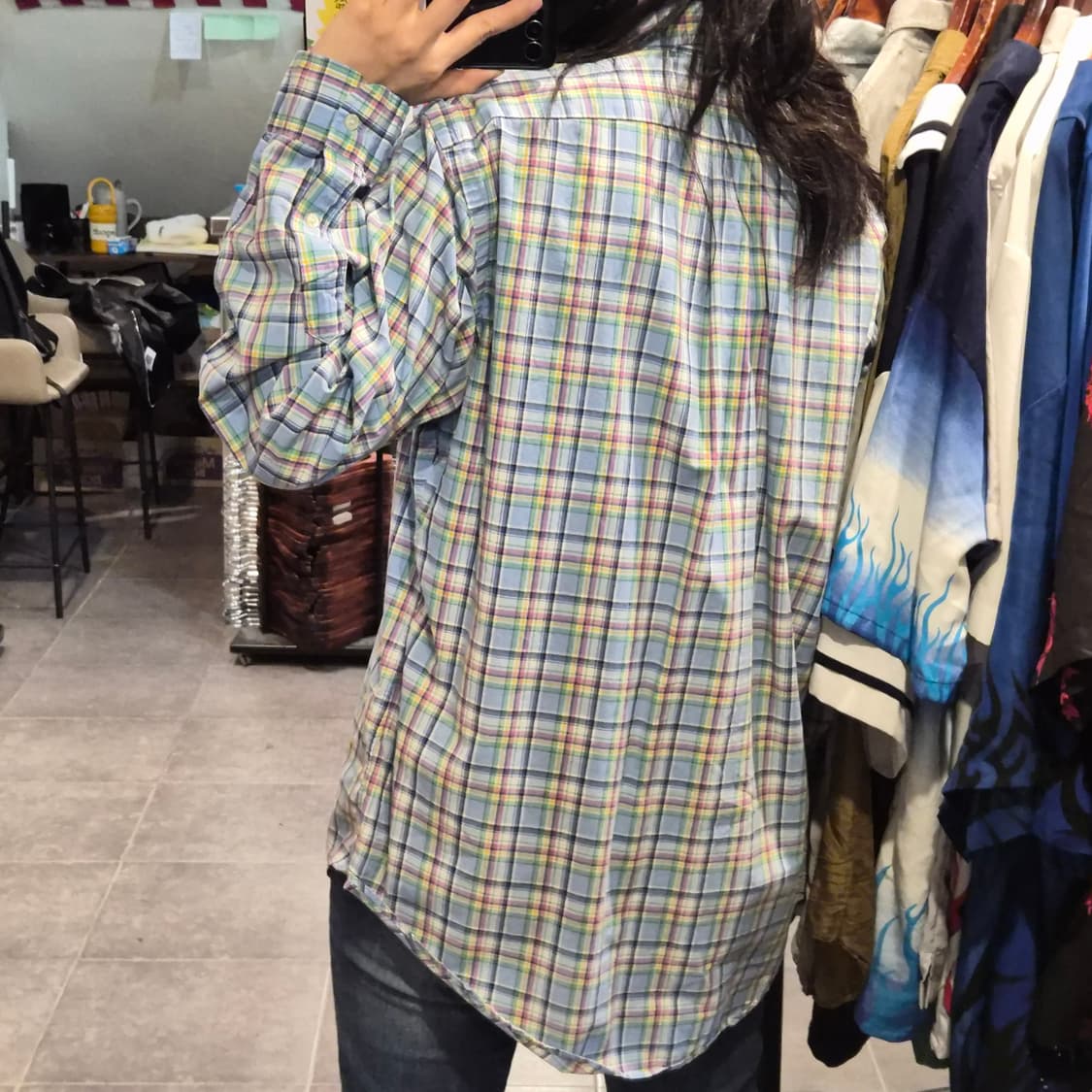 [NO.9] 폴로 블루 믹스패턴 체크셔츠 상품이미지4