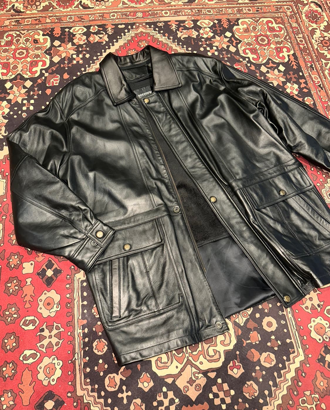 ( 2XL ) 가죽자켓 가죽코트 가죽카코트 빅사이즈가죽 오버핏가죽 상품이미지3