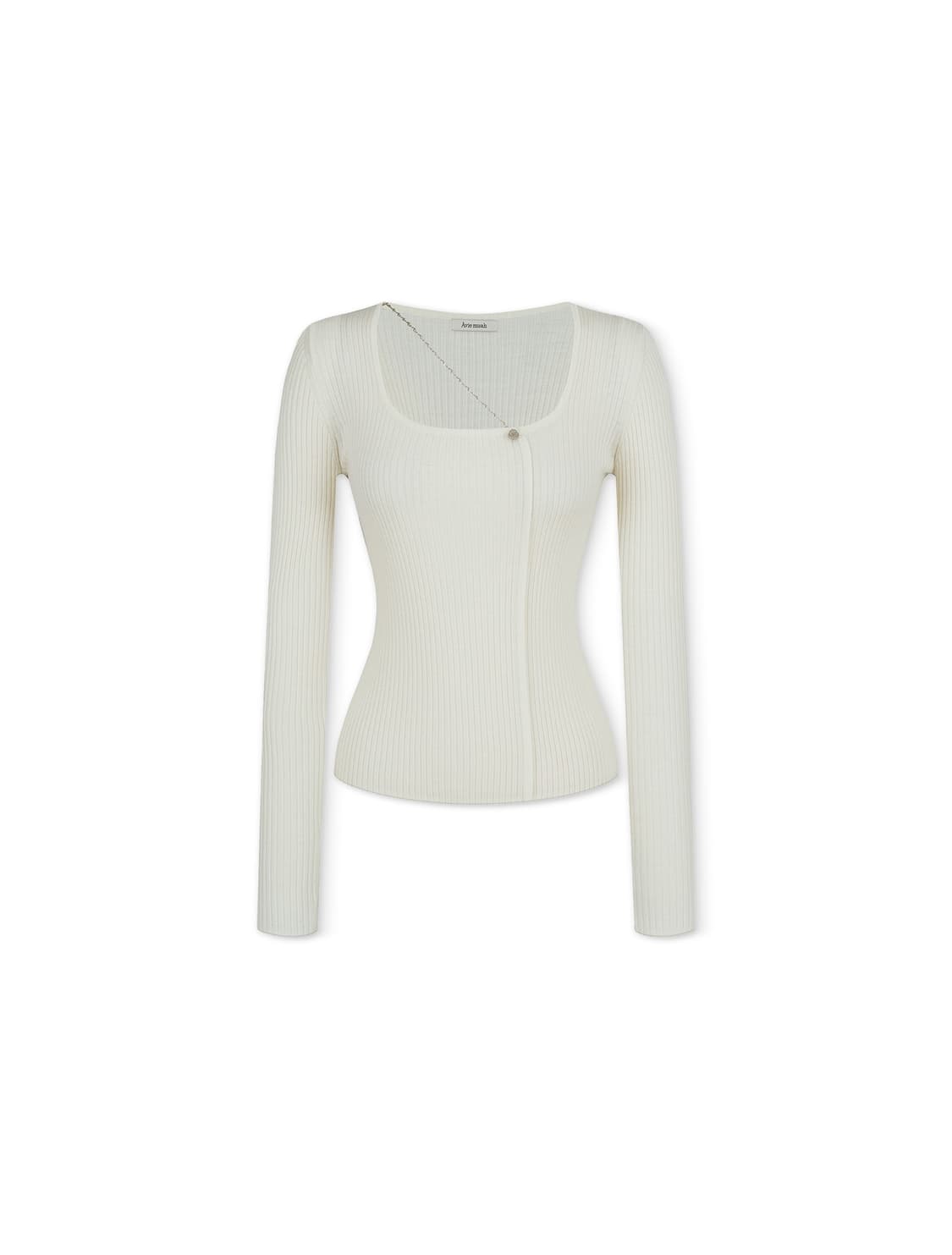 (급처) 강민경 아비에무아 니트 (캐시미어 웨이브 체인 립드 니티드 탑) 상품이미지1