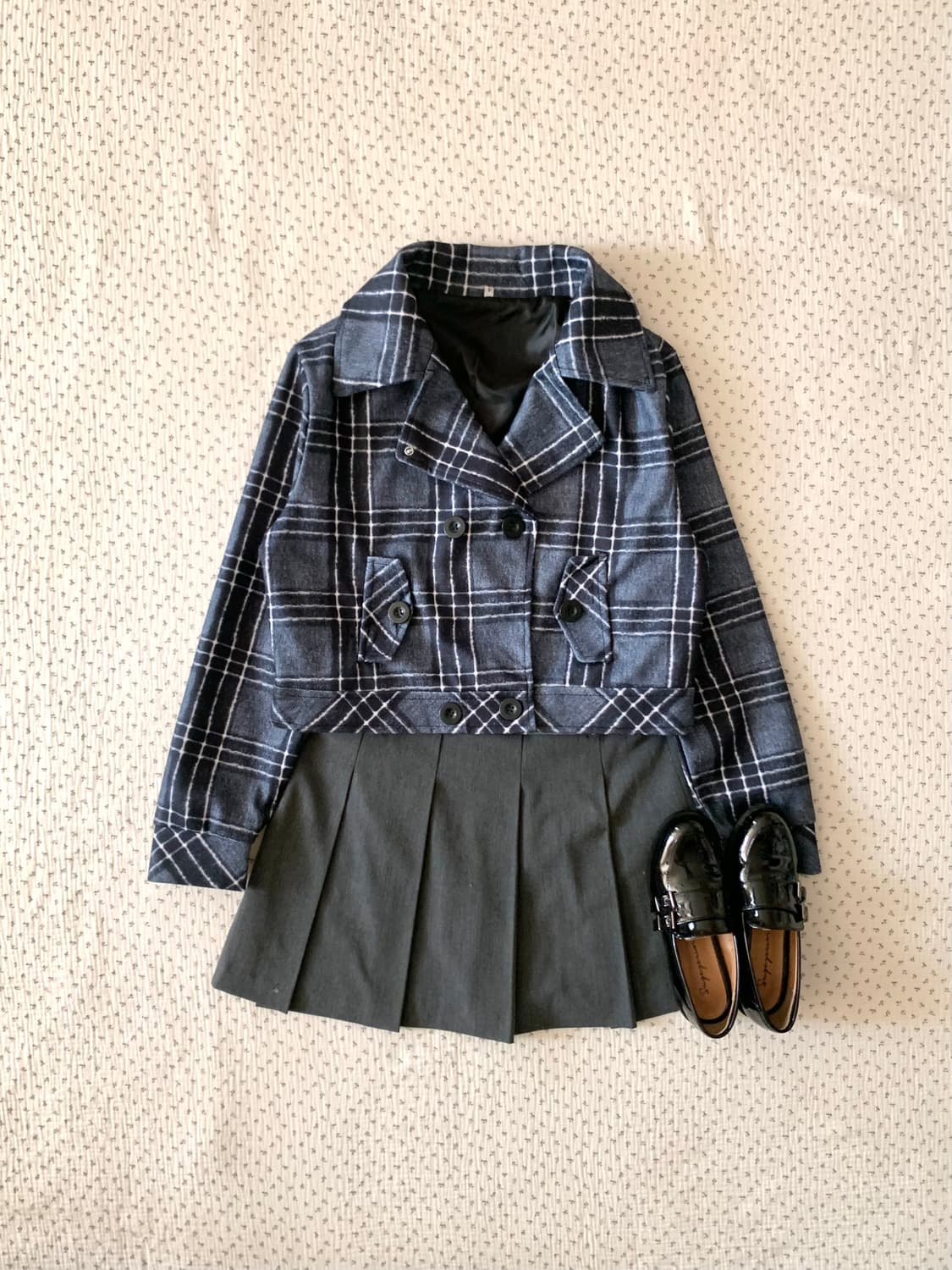 블루 체크 크롭 자켓 상품이미지8