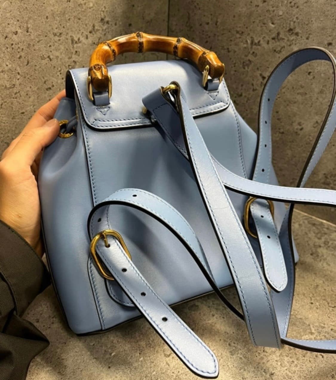 구찌 백팩 뱀부 라이트블루 새상품 상품이미지4