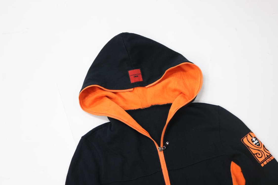 MCAMOZ&SPORT 블랙 오렌지 배색 사이드 라인 후드 집업 (M) 상품이미지3