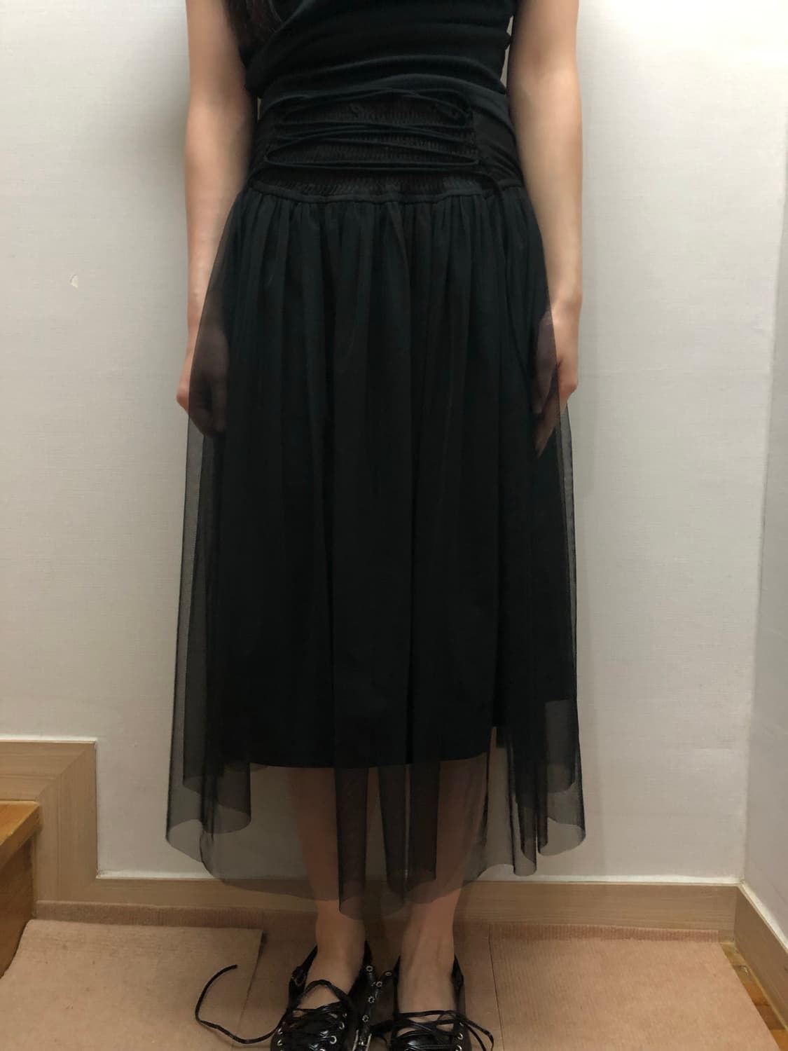 빈티지 블랙 아일렛 레이스 스커트 상품이미지1