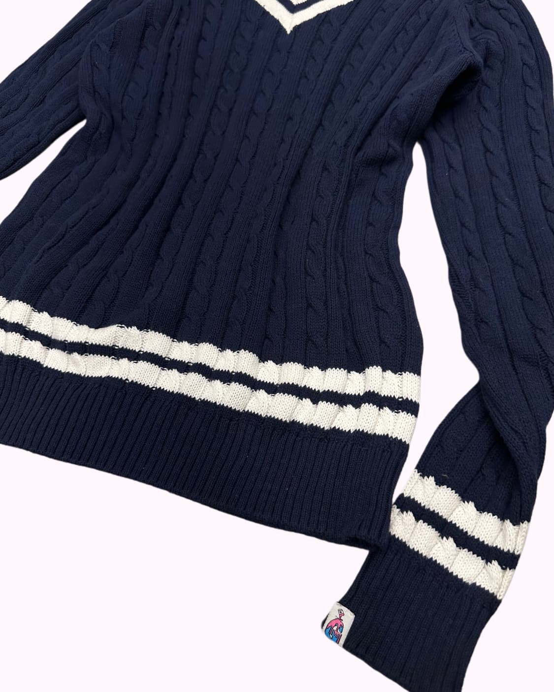 navy cable cricket v-neck knit 상품이미지3