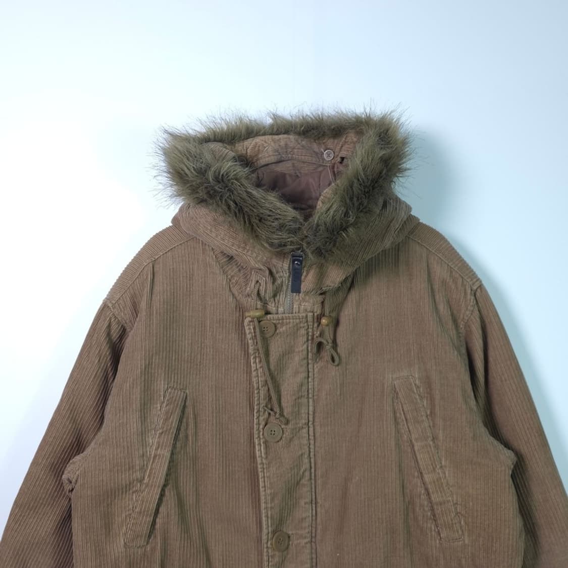 90s 빈티지 옴파로스 코듀로이 퍼 후드 야상 XL 상품이미지3