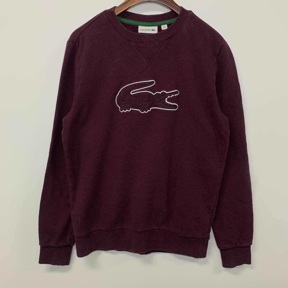 라코스테 빅로고 버건디 맨투맨 상품이미지2