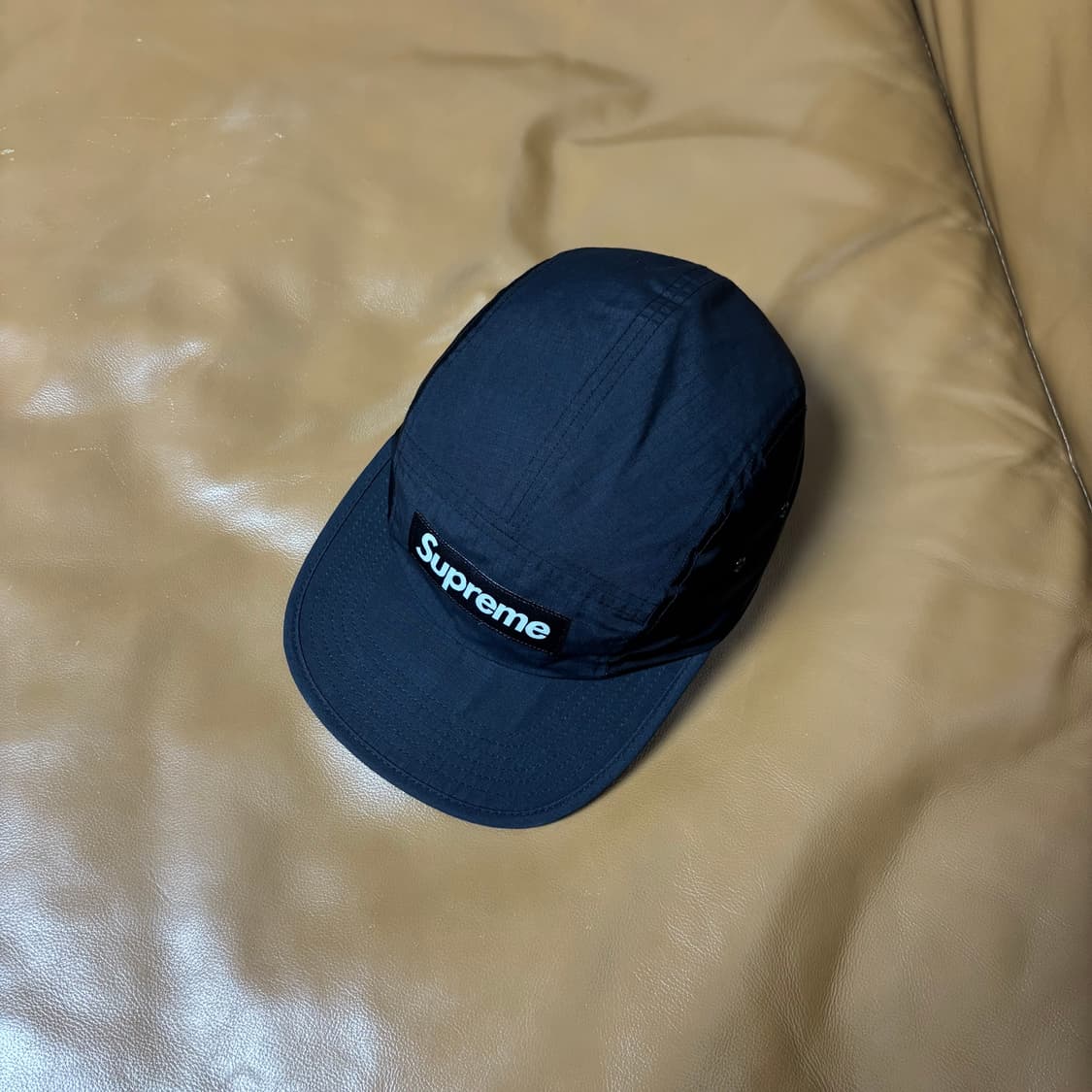 슈프림 캠프캡 모자 박스로고 왁스드 립스탑 블랙 상품이미지5