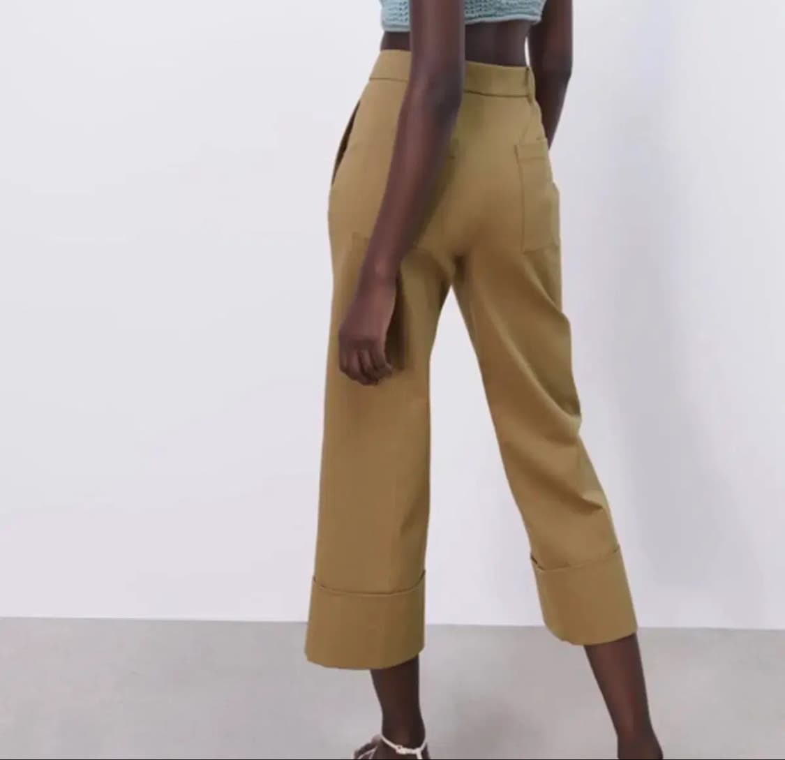 24 xs 자라 일자 펜슬 겨울 하이웨스트 팬츠 바지 롤업 슬랙스 베이지 상품이미지4