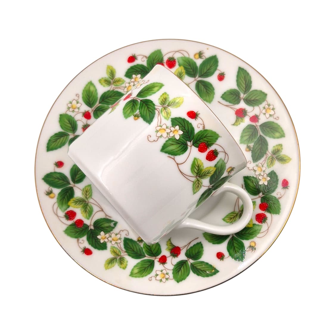 80s 케이토 딸기 넝쿨 도자기 찻잔 1세트 상품이미지1