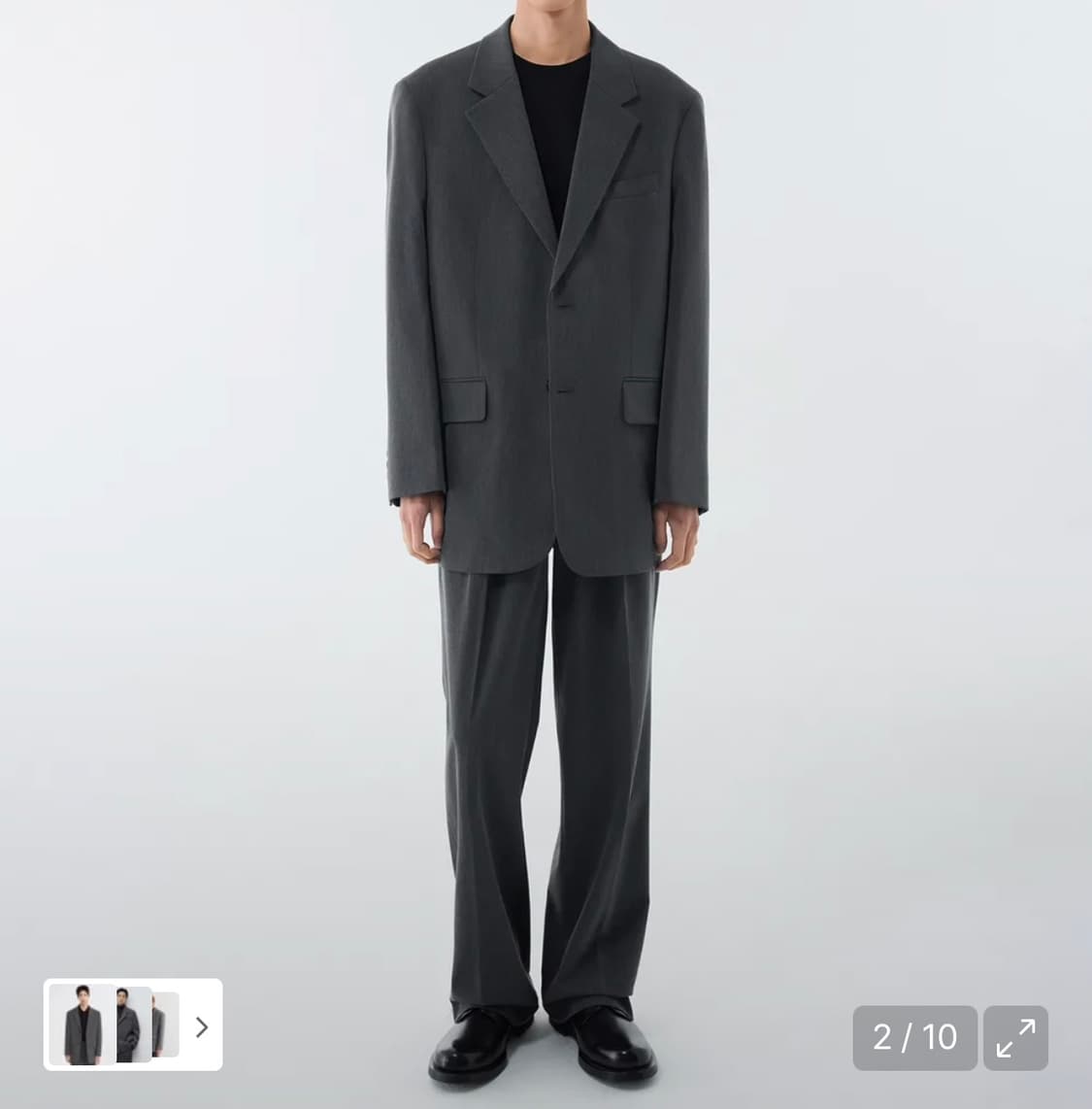 무신사스탠다드 대디 숄더 오버사이즈 블레이저 미디엄 그레이 L 상품이미지3