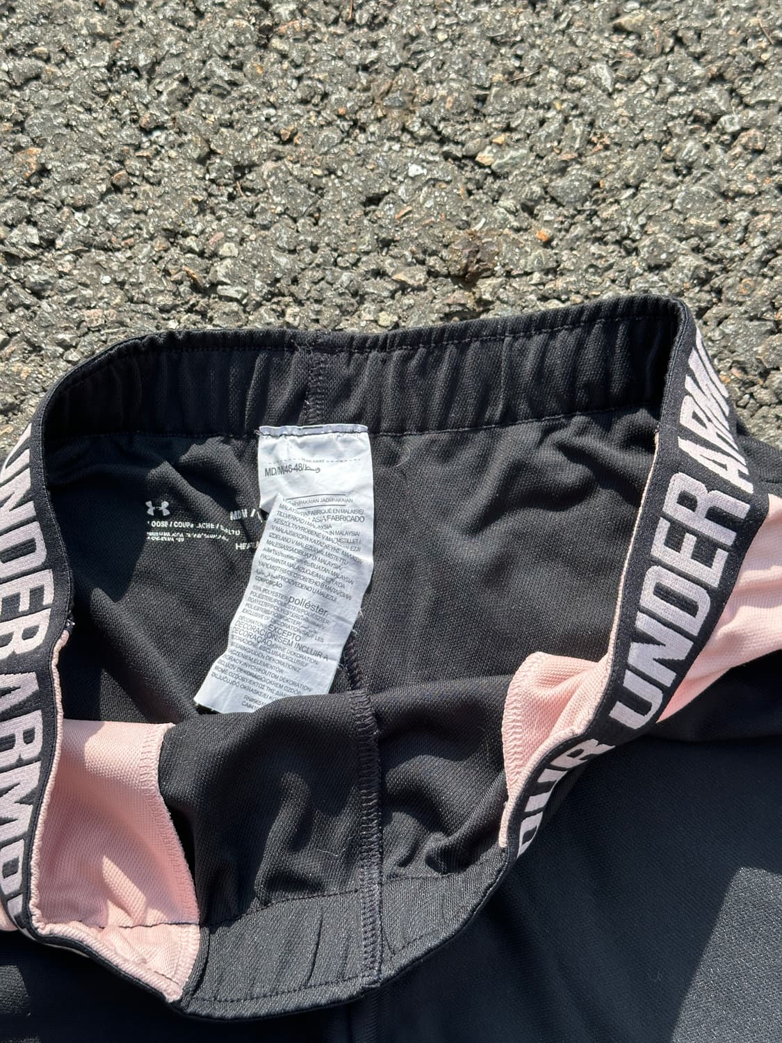[M] 언더아머 여성 핑크블랙 러닝 쇼츠 반바지 상품이미지5