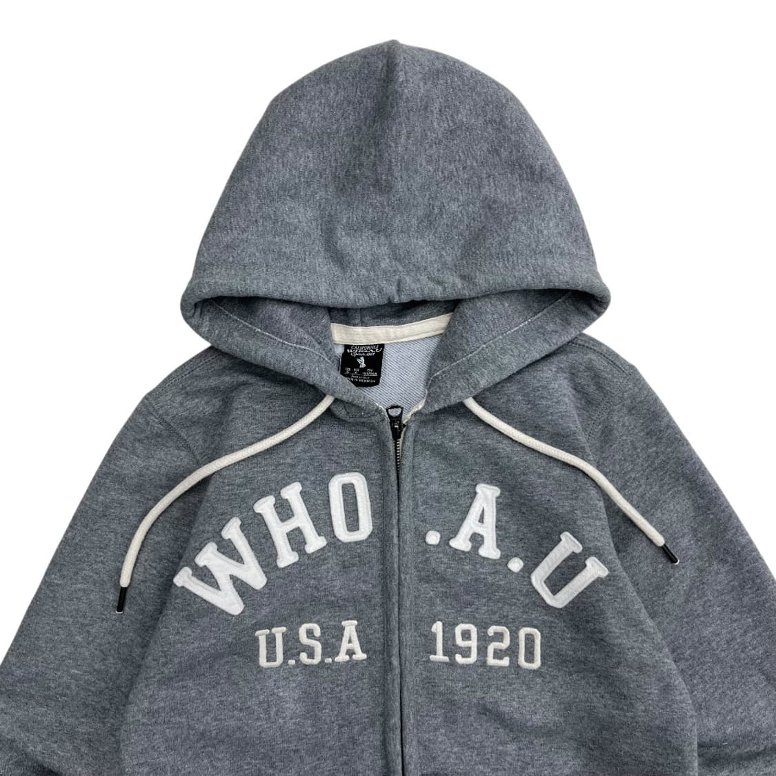 후아유 센터 패치로고 그레이 후드집업 S 상품이미지4