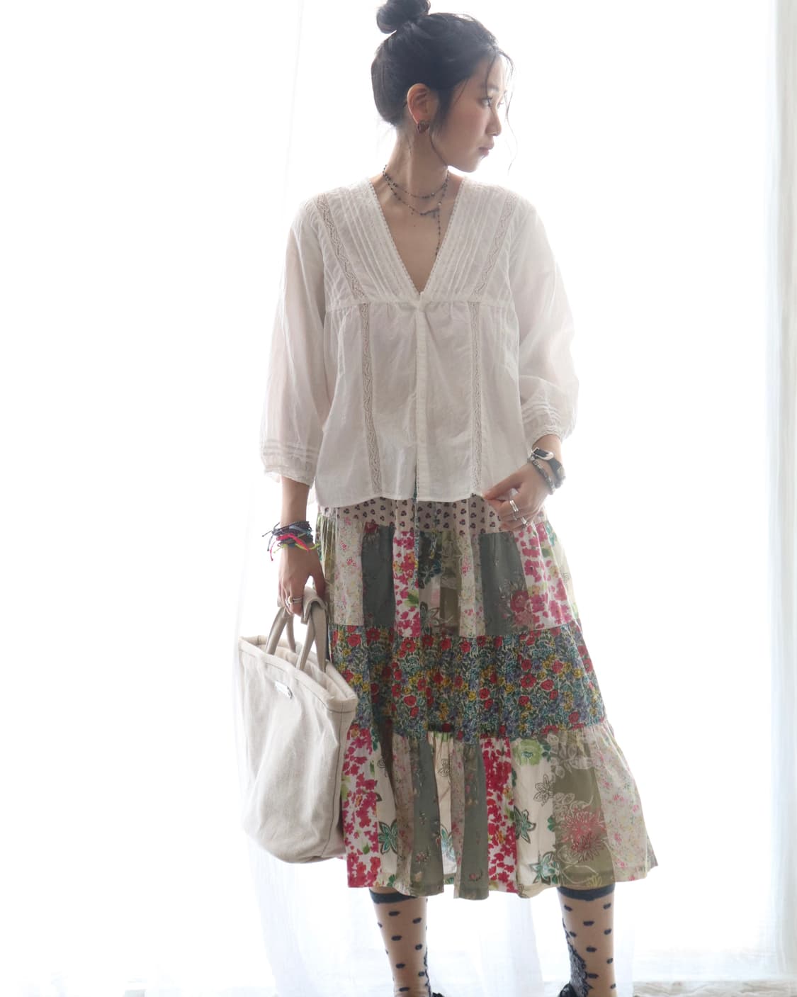 [Beams Boy] White Pintuck Lace Blouse 상품이미지6