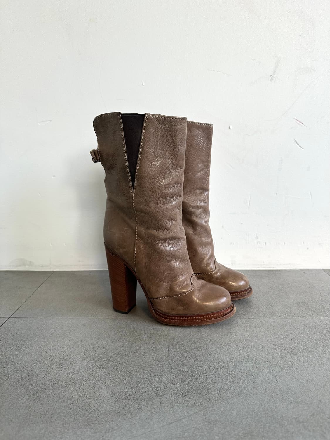 돌체앤가바나 2000s 메탈 스트랩 레더 힐 부츠 상품이미지4