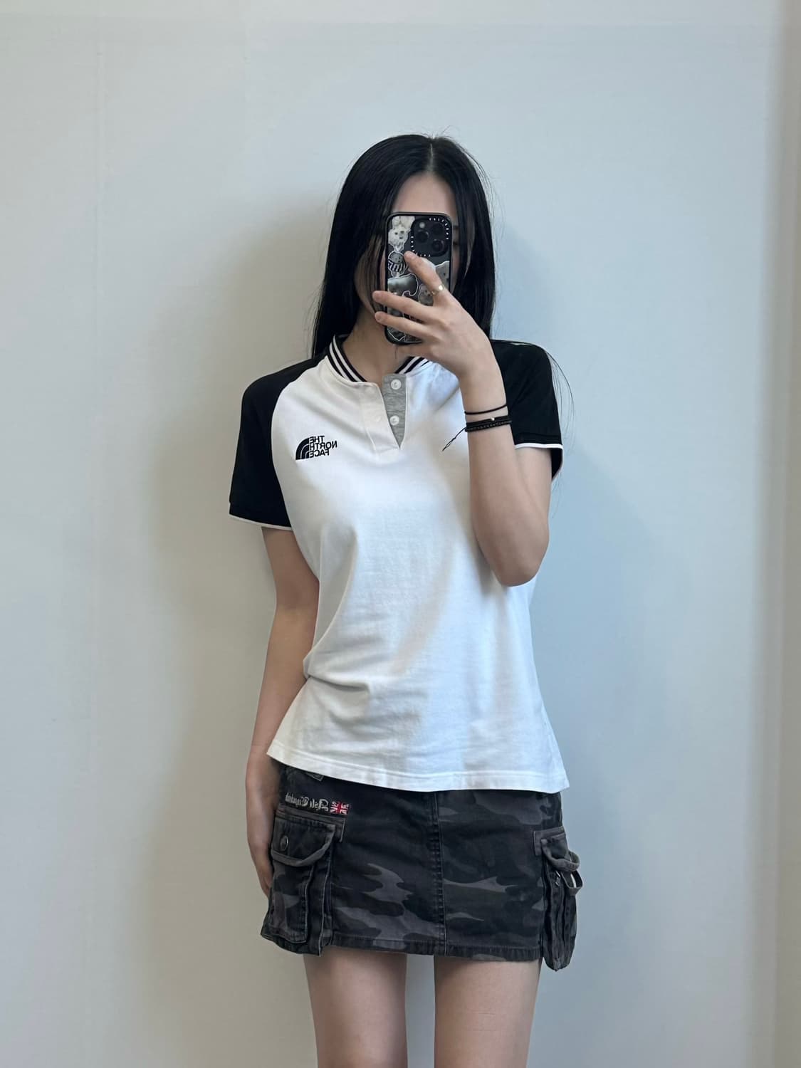 노스페이스 자수로고 오래오배색 반팔 티셔츠 상품이미지1