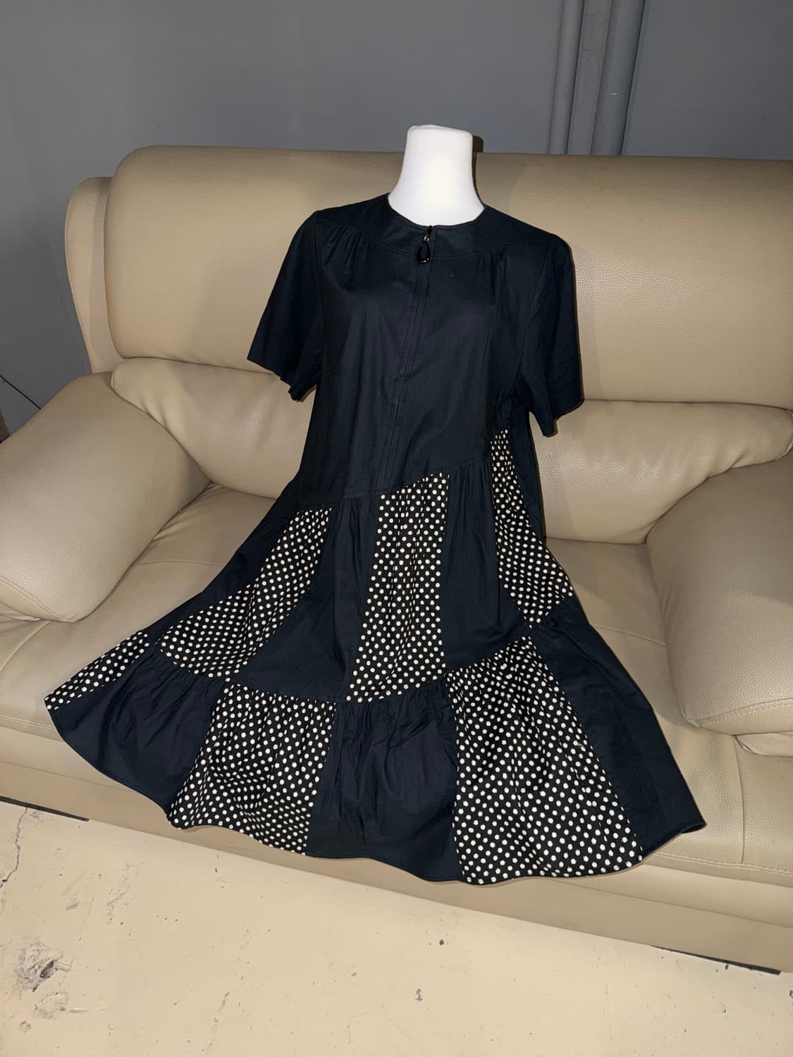 diagonal dot pattern point one-piece 상품이미지1