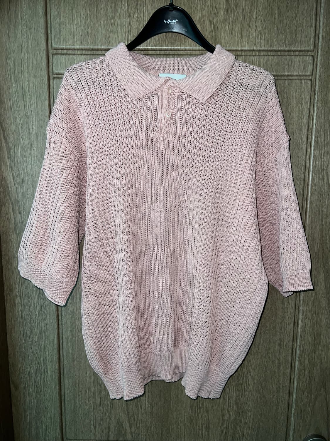 핑크색 니트 반팔 상품이미지1