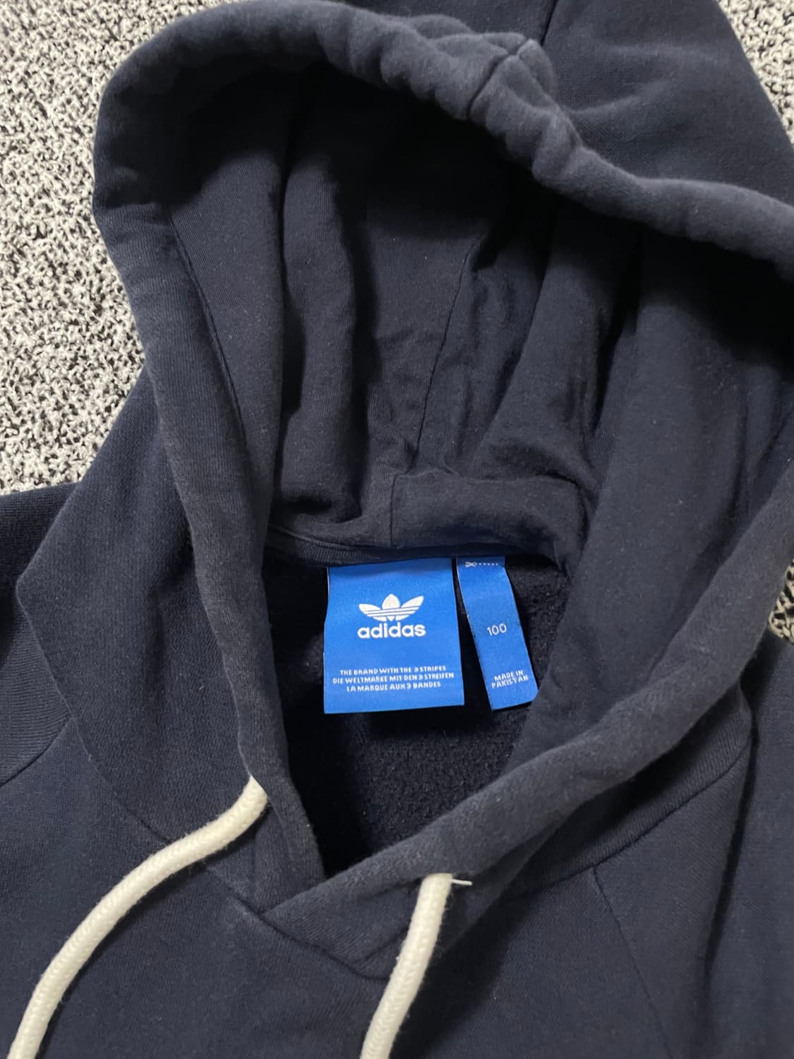 빈티지9. 아디다스 트레포일 빅 로고 그래픽 후드티셔츠 네이비 상품이미지5