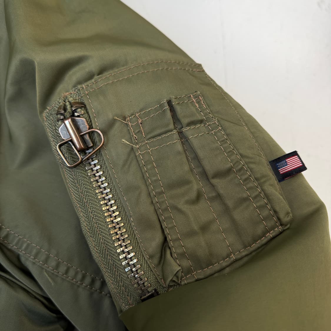 JPN 제팬 레더카라 페이딩 카키 MA-1 항공 자켓 상품이미지5