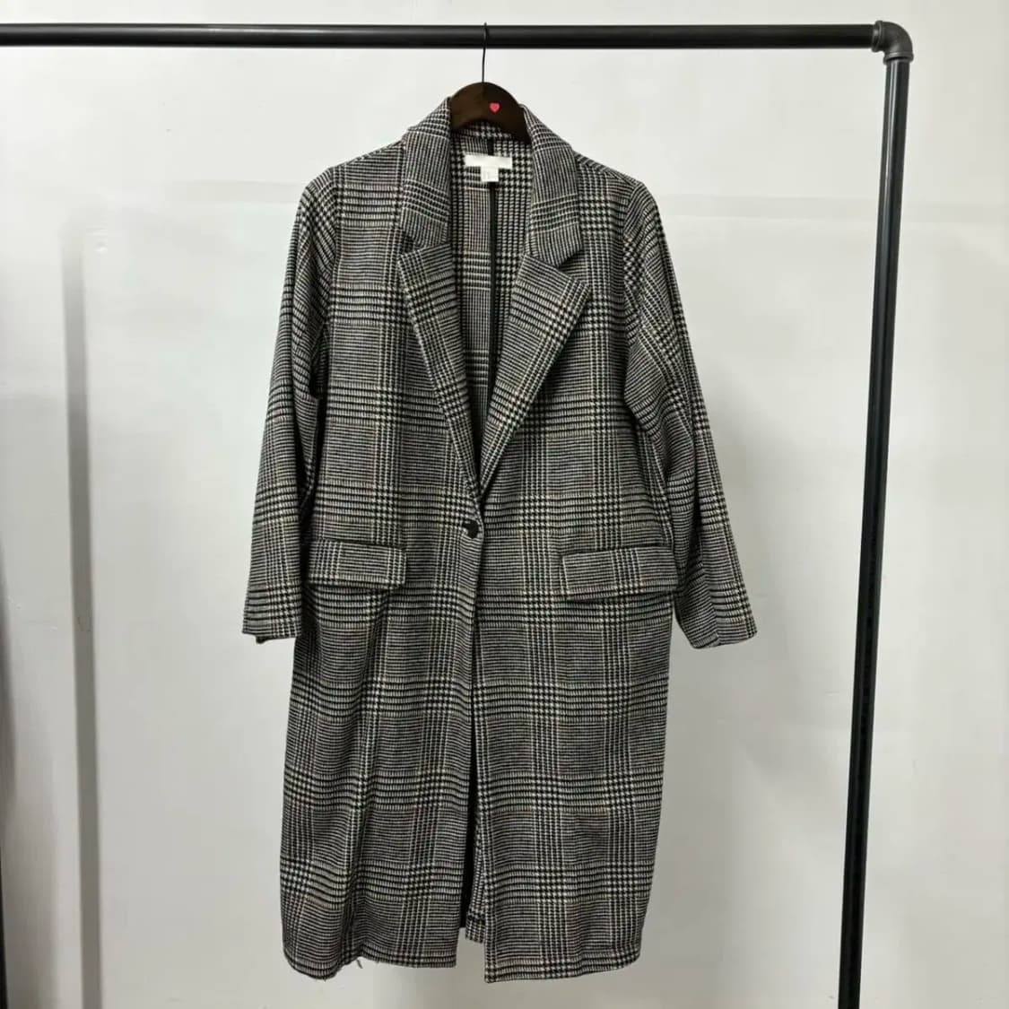 H&M 여성 체크 울 코트(95) 급처해요 상품이미지1