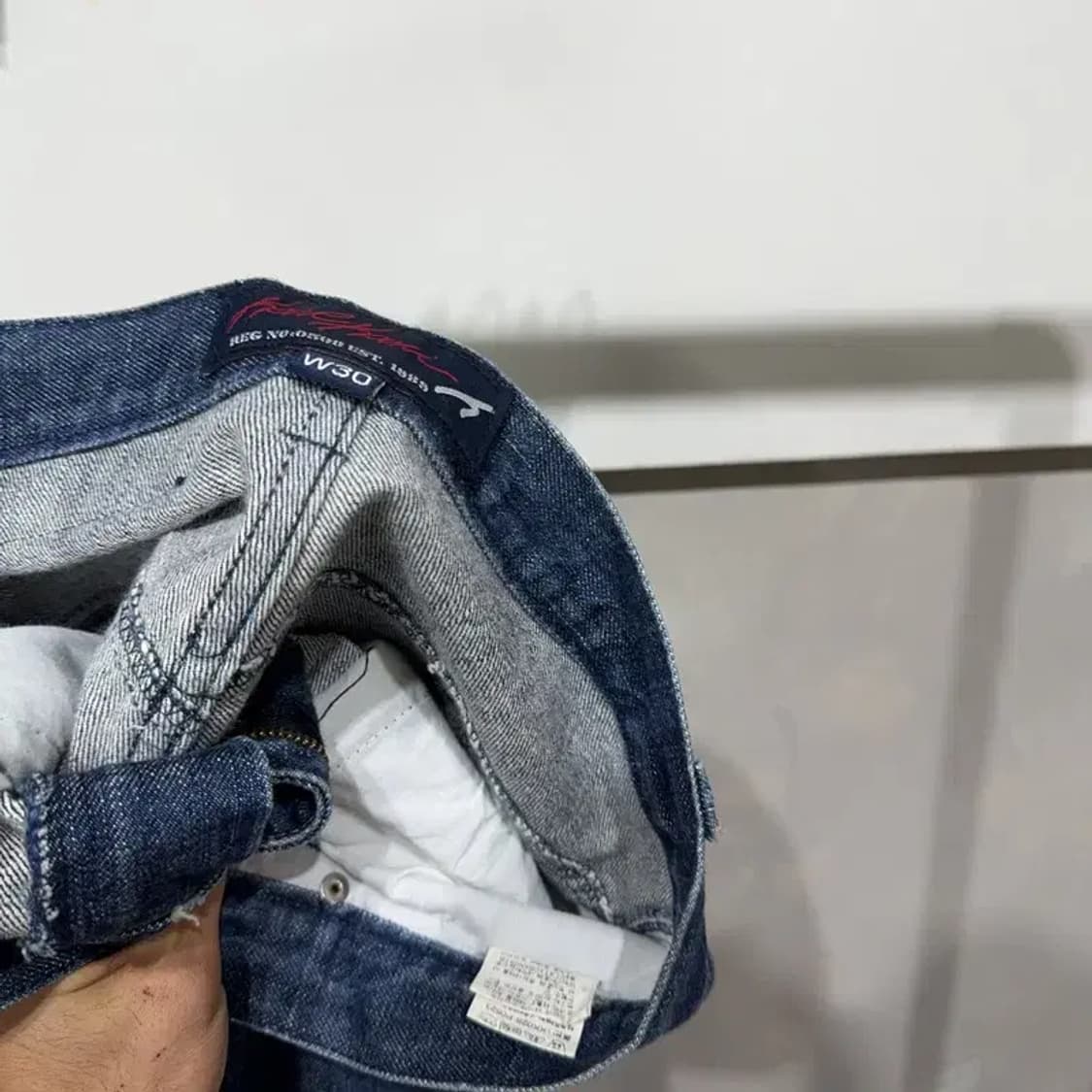 (30인치) 칼카니 올드스쿨 스트릿 더블니 청바지 데님팬츠 상품이미지6