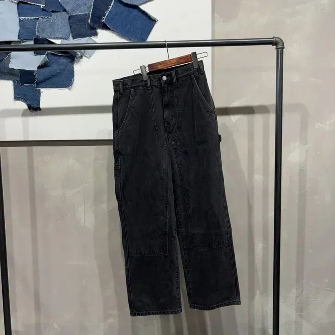 (28인치) 디스이즈네버댓 스트릿 카펜터 더블니 흑청바지 블랙진 상품이미지1