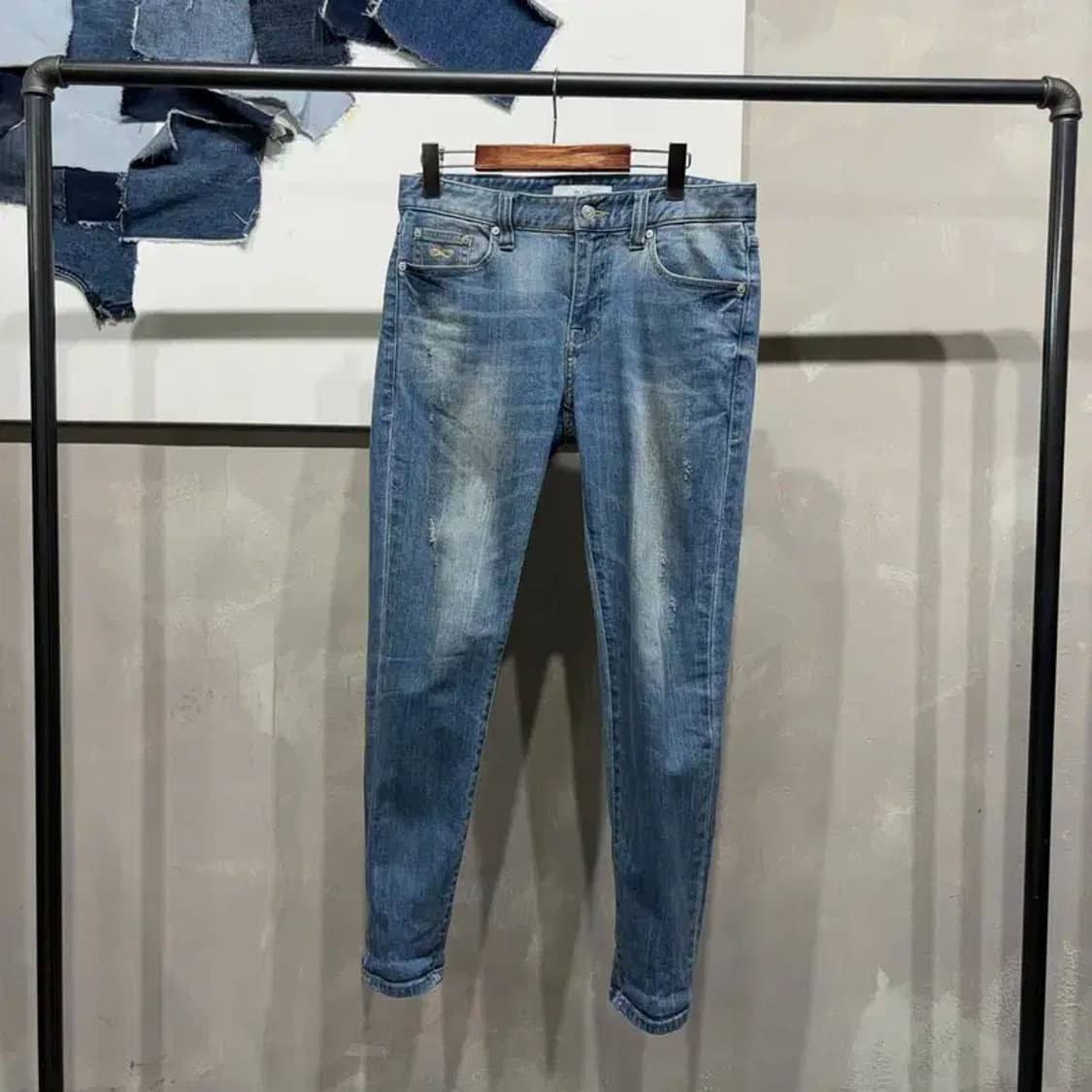 (31인치) 플랙진 워싱 스트릿 캐주얼 데님팬츠 청바지 상품이미지1
