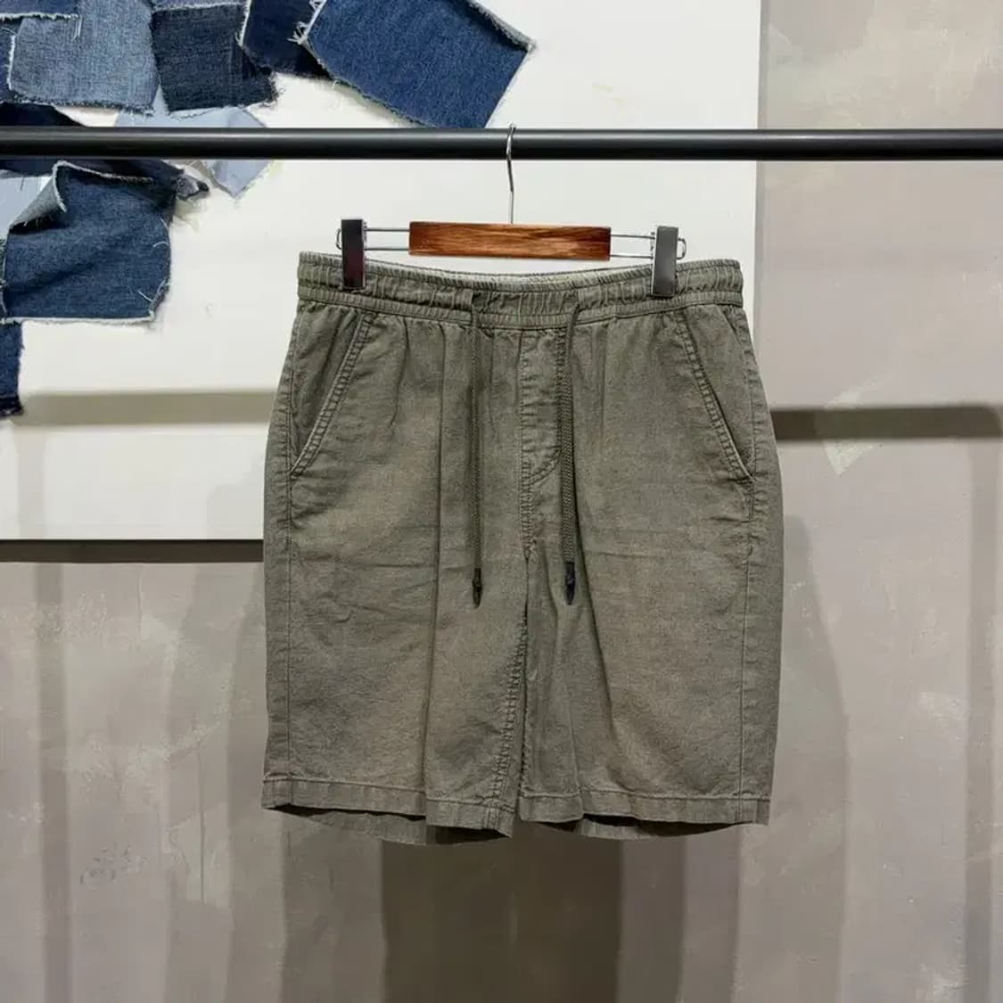 (30~32인치) 버커루 캐주얼 린넨 밴딩 반바지 상품이미지1