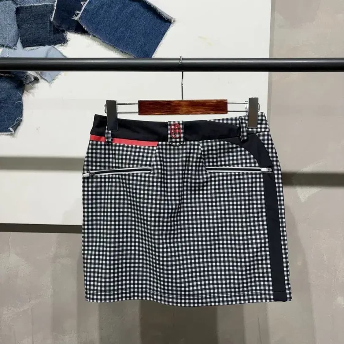 (25인치) 까스텔바작 여성 골프 체크 미니스커트 치마 상품이미지3