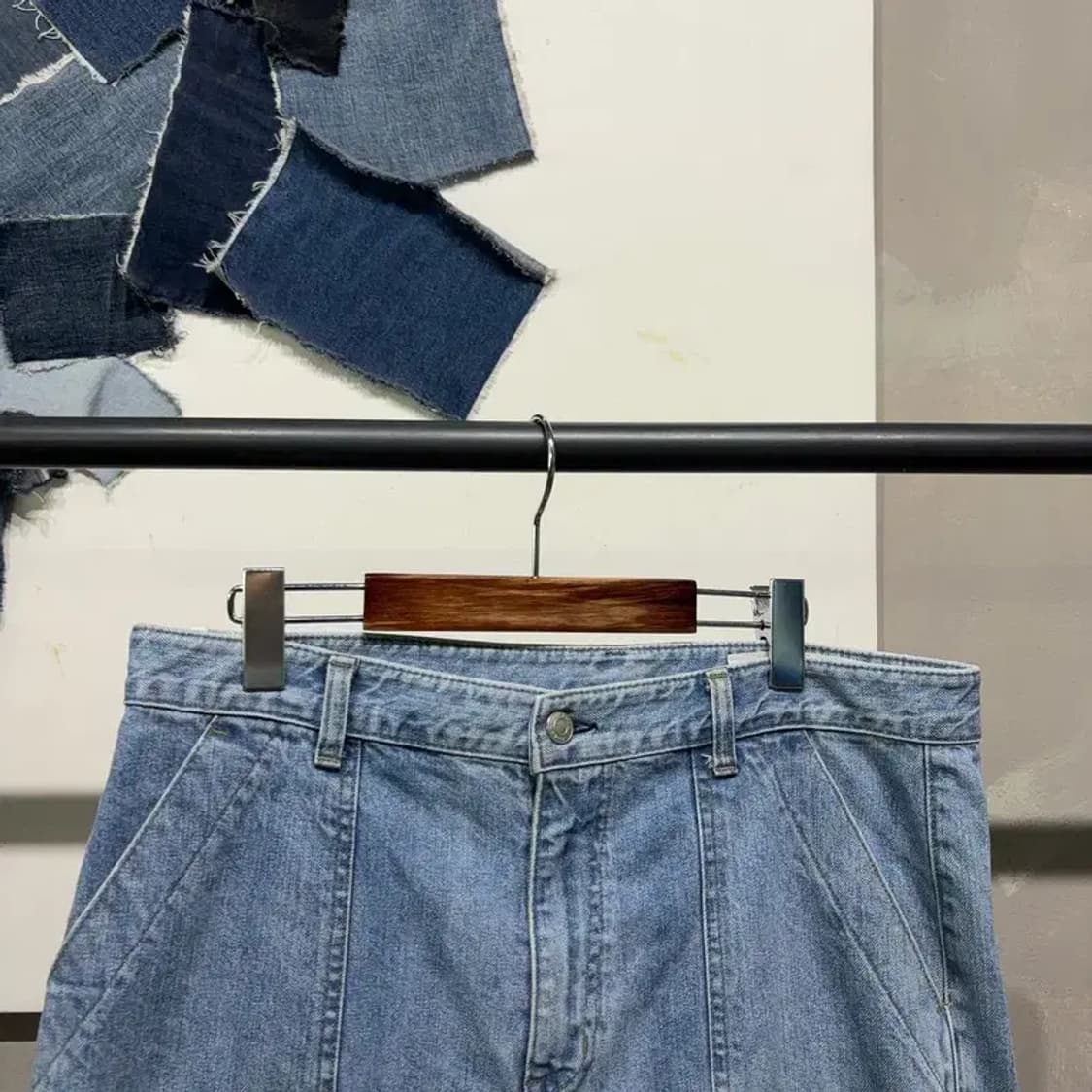 (34인치) REDEAR  스트릿 아메카지 퍼티그 연청바지 데님팬츠 상품이미지2